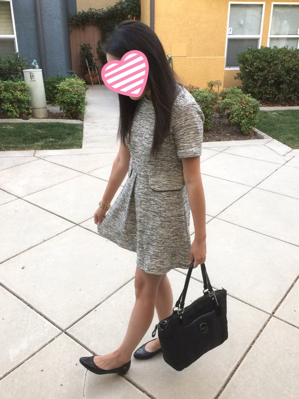「ootd、summer、dress、onepiece、grey、gray、gray×black、working style、work」｜「FOREVER 21のアイテム（ワンピース/ドレス、グレー系）」を使った、britt♪さん（レディース・160cm）の秋コーディネートの1枚目の写真