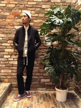 「NANO universe（ナノユニバース）のアイテム（スタジャン）」を使った、nano・universe 渋谷神南 Mensさん（メンズ・174cm）の秋コーディネート