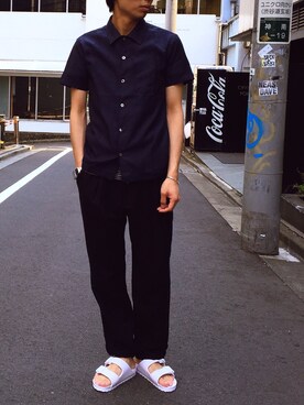 「NANO universe（ナノユニバース）のアイテム（サンダル）」を使った、nano・universe 渋谷神南 Mensさん（メンズ・170cm）の夏コーディネート