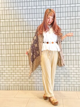 「BEAMS（ビームス）のアイテム（シャツ/ブラウス）」を使った、めて子さん（レディース・153cm）の春コーディネート