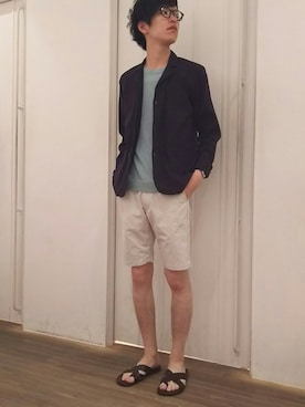 「アイテム（カバーオール）」を使った、naoさん（メンズ・179cm）の夏コーディネート