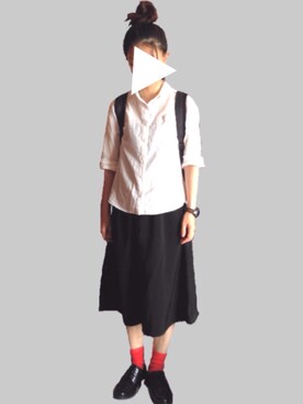 「Dr. Martens（ドクターマーチン）のDr.Martens (ドクターマーチン)/1461 3EYE GIBSON SHOES（その他シューズ）」を使った、レキミさん（レディース・159cm）の夏コーディネート