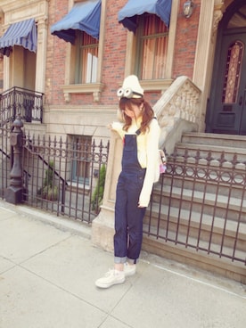 「GU（ジーユー）のアイテム（ニットキャップ/ビーニー）」を使った、ま つ ゆ か ◡̈*さん（レディース・166cm）の春コーディネート