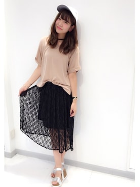 「プリーツ」｜ま つ ゆ か ◡̈*さん（レディース・166cm）の夏コーディネート