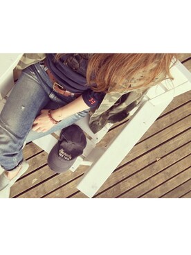 「Abercrombie&Fitch（アバークロンビーアンドフィッチ）のアイテム（帽子）」を使った、mikittyさん（レディース・156cm）の春コーディネート