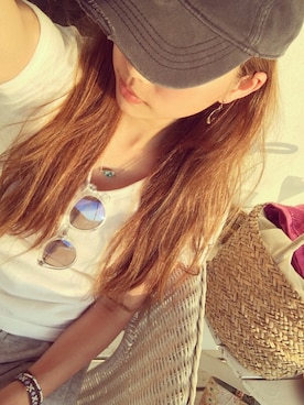 「Abercrombie&Fitch（アバークロンビーアンドフィッチ）のアイテム（帽子）」を使った、mikittyさん（レディース・156cm）の夏コーディネート