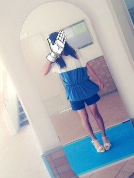 「Honeys（Tシャツ/カットソー、ブルー系）」を使った、❥ⓚⓐⓡⓔⓝさん（レディース・161cm）の夏コーディネート