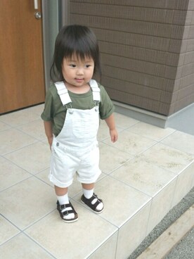 「GLOBAL WORK（グローバルワーク）のアイテム（オールインワン・サロペット）」を使った、ゆづきちさん（キッズ・70cm）の夏コーディネート