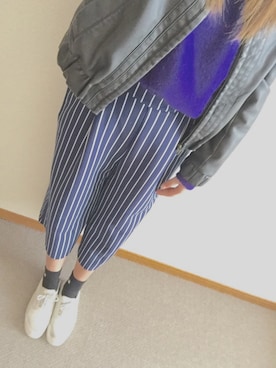 「NICE CLAUP（ナイスクラップ）のアイテム（ライダースジャケット）」を使った、ねねさん（レディース・163cm）の春コーディネート