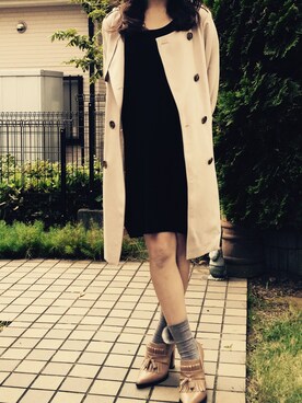 「MERCURYDUO（マーキュリーデュオ）のアイテム（ブーティ）」を使った、綾菜さん（レディース・150cm）の春コーディネート