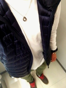 「アイテム（ダウンベスト、その他）」を使った、yuさん（メンズ・168cm）の春コーディネート