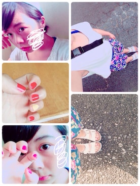 「アイテム（ボディバッグ/ウエストポーチ、イエロー系）」を使った、田中さん（レディース・148cm）の夏コーディネート