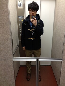 「BEAMS（ビームス）のアイテム（ダッフルコート）」を使った、pecoさん（メンズ・177cm）の秋コーディネート