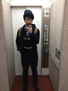 「BEAMS（ビームス）のアイテム（ダッフルコート）」を使った、pecoさん（メンズ・177cm）の冬コーディネート