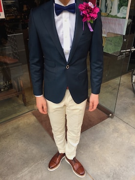 「アイテム（スーツジャケット）」を使った、taku.nさん（メンズ・175cm）の春コーディネート