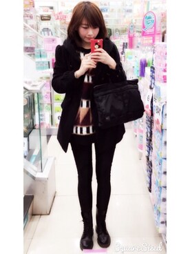 「NET（ネット）のアイテム（ピーコート）」を使った、Wuさん（レディース・165cm）の冬コーディネート