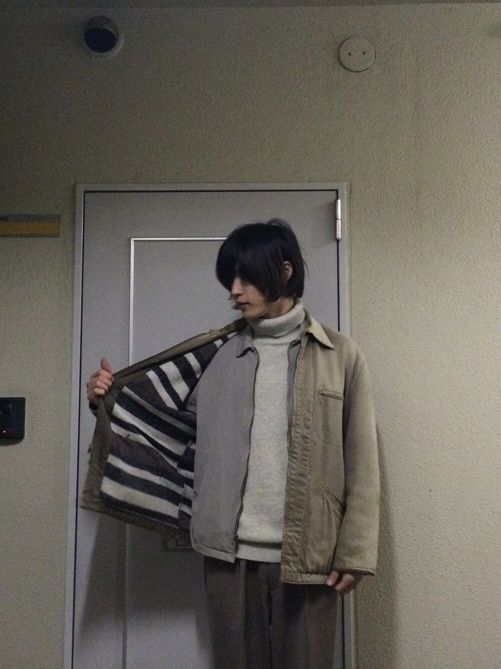「古着、UNIQLO、カバーオール、冬、タートルネック」｜「古着のアイテム（その他、その他）」を使った、たくむさん（メンズ・174cm）の冬コーディネートの1枚目の写真