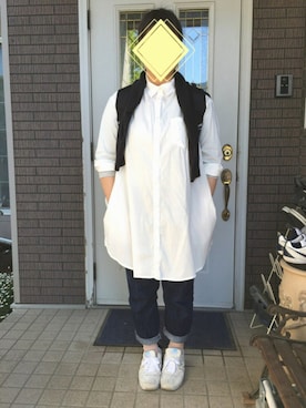 「プロデューサー巻き」｜「アイテム（シャツワンピース）」を使った、まるこ○*さん（レディース・151cm）の春コーディネート