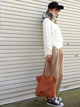 「IL BISONTE（イルビゾンテ）のアイテム」を使った、𝙔𝙐𝙆𝙄さん（レディース・161cm）の秋コーディネート