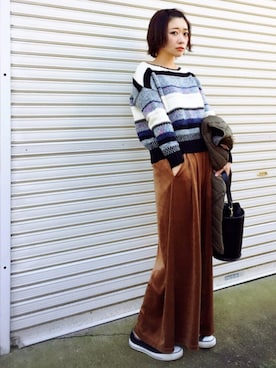 「CIAOPANIC TYPY（チャオパニックティピー）の２WAYバケツバッグ（ショルダーバッグ）」を使った、𝙔𝙐𝙆𝙄さん（レディース・161cm）の秋コーディネート