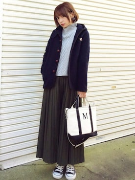 「DANTON（ダントン）のアイテム（その他アウター）」を使った、𝙔𝙐𝙆𝙄さん（レディース・161cm）の冬コーディネート