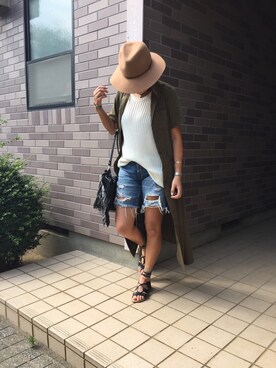 「フリンジバッグ」｜「アイテム（財布/小物）」を使った、BERAさん（レディース・158cm）の夏コーディネート
