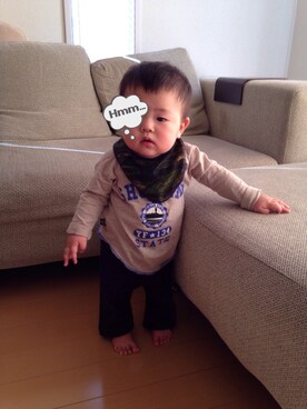 「アイテム（ママ＆ベビー、グリーン系）」を使った、kayさん（キッズ・70cm）の春コーディネート