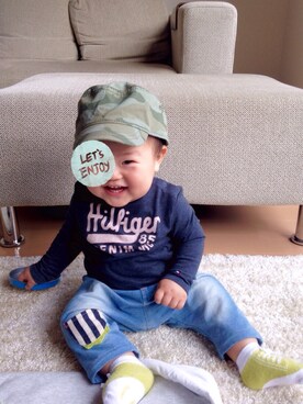 「sense of wonder（センスオブワンダー）のアイテム（パンツ）」を使った、kayさん（キッズ・70cm）の春コーディネート