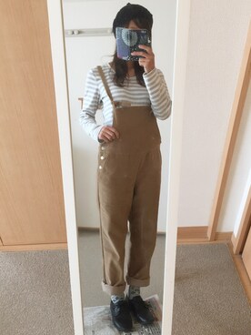 「Handmade（ハンドメイド）のアイテム（サロペット/オーバーオール）」を使った、wabisukeさん（レディース・160cm）の秋コーディネート