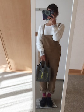 「Handmade（ハンドメイド）のアイテム（サロペット/オーバーオール）」を使った、wabisukeさん（レディース・160cm）の冬コーディネート