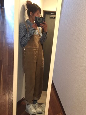 「Handmade（ハンドメイド）のアイテム（サロペット/オーバーオール）」を使った、wabisukeさん（レディース・160cm）の春コーディネート