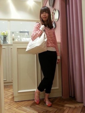 「マリンコーデ」｜「アイテム（バレエシューズ）」を使った、iimaさん（レディース・164cm）の春コーディネート