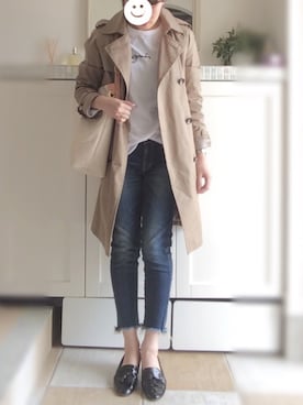 「Ungrid（アングリッド）のインディゴフレイドヘムストスリ（デニムパンツ）」を使った、miiimさん（レディース・159cm）の春コーディネート