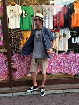 「JOEY FACTORY（ジョーイファクトリー）のアイテム（パンツ）」を使った、unionさん（メンズ・180cm）の夏コーディネート