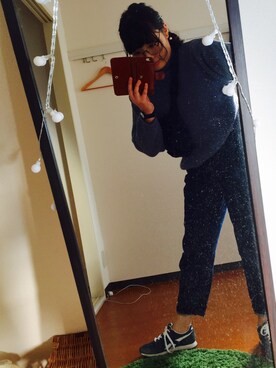 「アイテム（ボディバッグ/ウエストポーチ、ブルー系）」を使った、MILKさん（レディース・160cm）の冬コーディネート