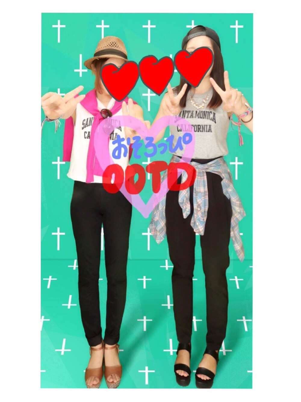 「夏、タンクトップ、ストローハット、カジュアル、スキニー、おそろいコーデ、プロデューサー巻き」｜「UNIQLOのアイテム（その他パンツ、ブラック系）」を使った、ｎaＯ.さん（レディース・154cm）の春コーディネートの1枚目の写真