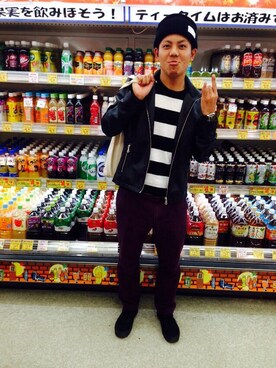 「運動会」｜「アイテム（ライダースジャケット）」を使った、TAKA-4さん（メンズ・169cm）の秋コーディネート