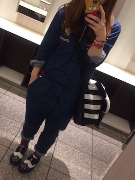 「RNA（アールエヌエー）のアイテム（つなぎ/オールインワン）」を使った、かぼちゃさん（レディース・159cm）の春コーディネート
