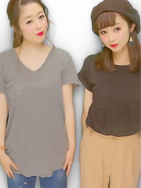 「スポサン」｜「アイテム（ハンチング/ベレー帽）」を使った、k a h oさん（レディース・159cm）の夏コーディネート