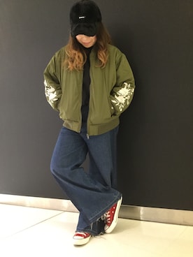 「SpRay（スプレイ）のアイテム（ブルゾン）」を使った、SpRay福岡店さん（レディース・152cm）の冬コーディネート