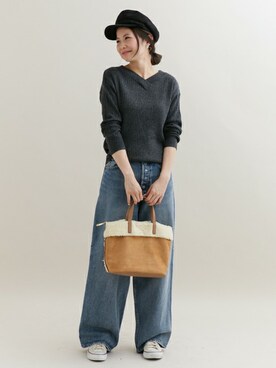 「URBAN RESEARCH Sonny Label（アーバンリサーチサニーレーベル）のアイテム（キャスケット）」を使った、kurataniさん（レディース・165cm）の冬コーディネート