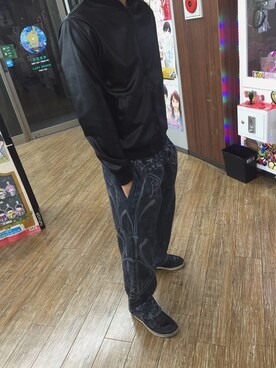 「しまむら（シマムラ）のアイテム（ミリタリージャケット）」を使った、爆裂ジョンソンさん（メンズ・173cm）の春コーディネート