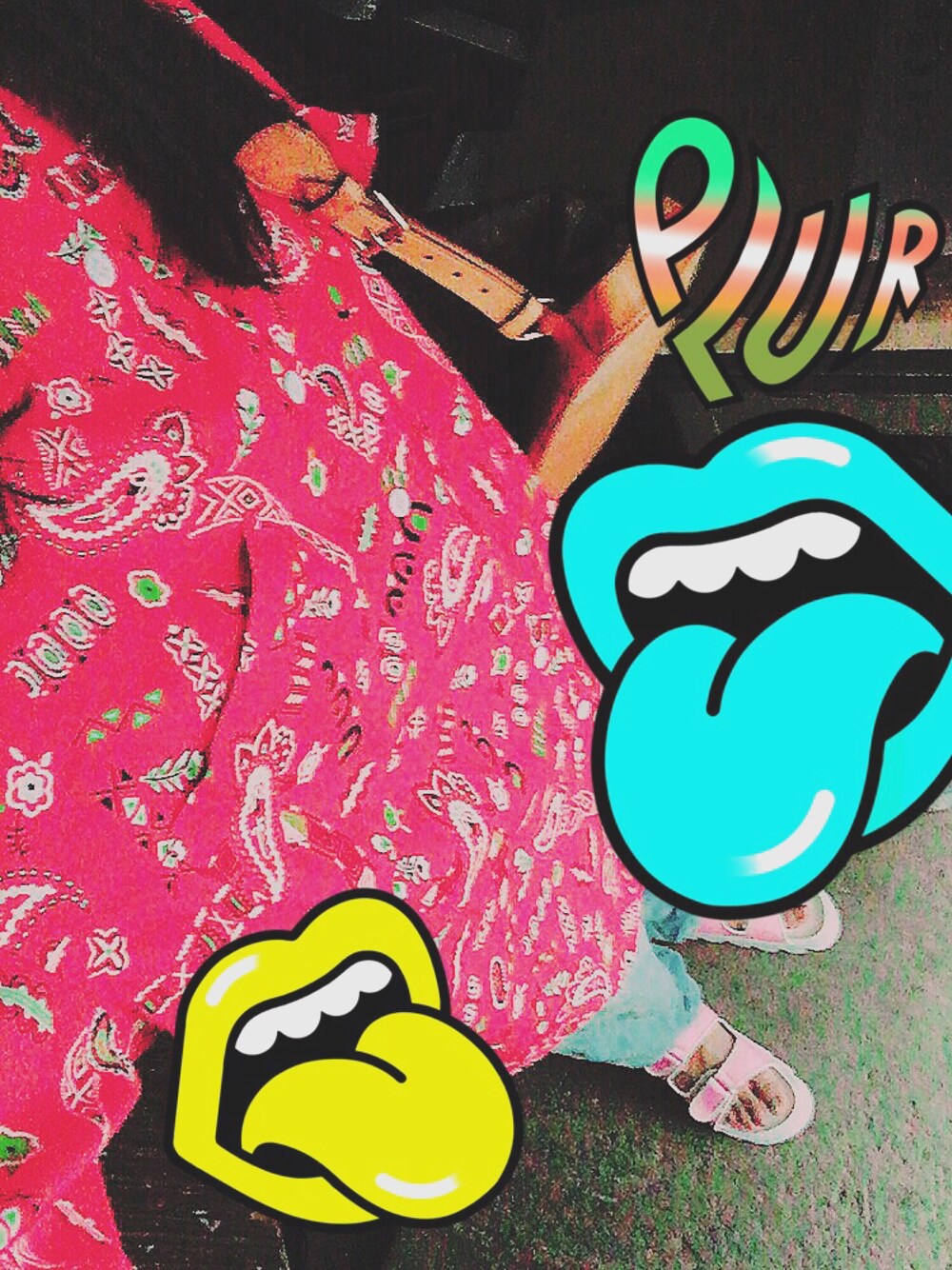 「赤シャツ、バンダナ柄、お気に入り♥」｜「古着屋さんのアイテム（トップス、レッド系）」を使った、芋子さん（レディース・162cm）の夏コーディネートの1枚目の写真