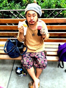 「VOO（ヴォー）のアイテム（ハンチング/ベレー帽）」を使った、やなちゃんさん（メンズ・165cm）の夏コーディネート