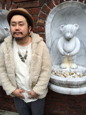 「アイテム（ピアス（片耳用）、ブルー系）」を使った、やなちゃんさん（メンズ・165cm）の冬コーディネート