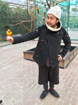 「アイテム（ピアス（片耳用）、ブルー系）」を使った、やなちゃんさん（メンズ・165cm）の春コーディネート