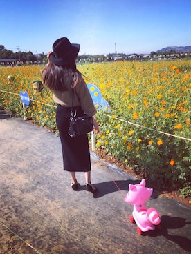 「doris.inのアイテム（ショルダーバッグ、ブラック系）」を使った、陳嘉瑀さん（レディース・155cm）の冬コーディネート