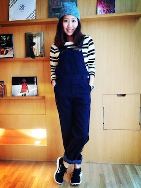 「A.P.C.（アーペーセー）のアイテム（サロペット/オーバーオール）」を使った、iamtontonさん（レディース・170cm）の秋コーディネート