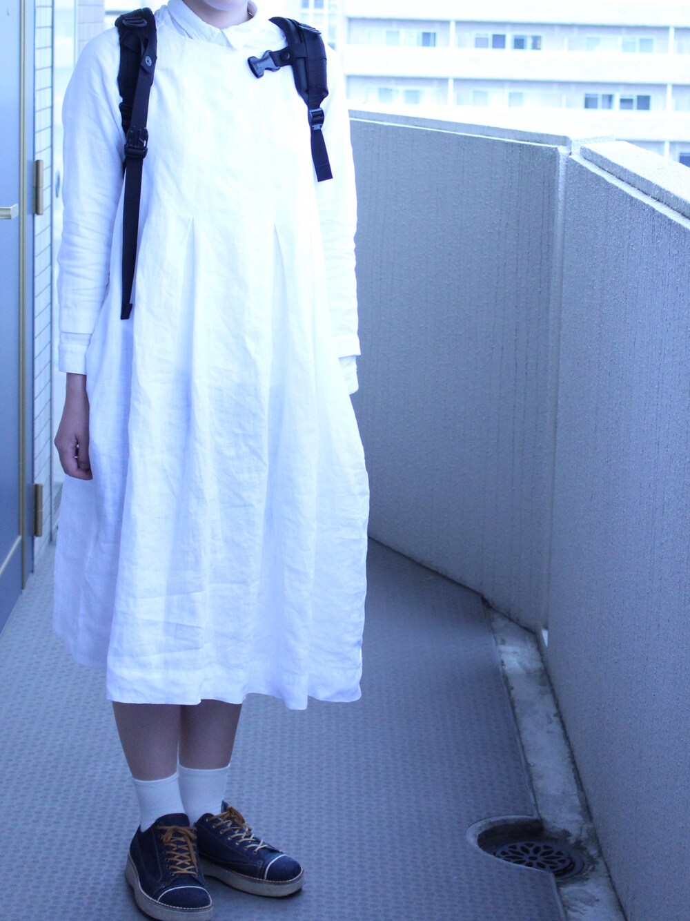 「studio clip」｜「studio CLIPの【studio CLIP】 2015春 ドレッシングリネンワンピース（ワンピース、ホワイト系）」を使った、shioriさん（レディース・165cm）の春コーディネートの1枚目の写真