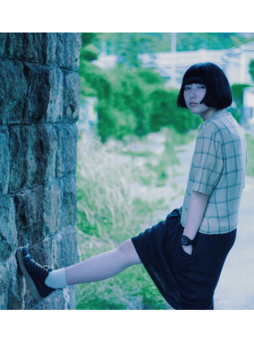 「summer、リベルテ、liberte、靴下屋、一眼レフ」｜「adidasのadidas Originals 'Santiago' Silicone Strap Watch, 42mm（アナログ腕時計、ブラック系）」を使った、shioriさん（レディース・165cm）の夏コーディネートの1枚目の写真